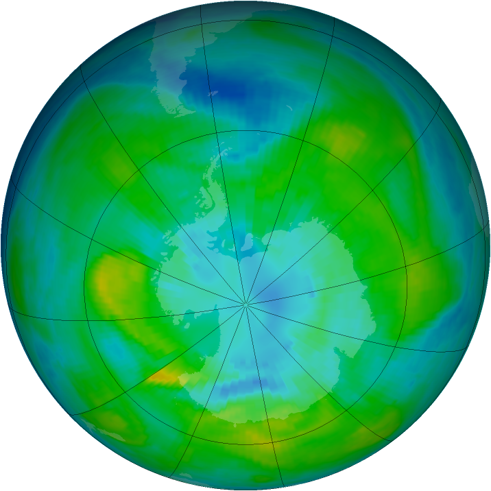 Antarctic ozone map for 01 April 1980